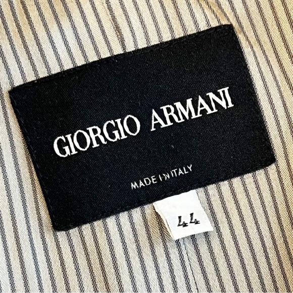 Giorgio Armani Silk Linen Blazer Womens Tan Shawl Neckline Single Breast Size 44 - Picture 3 of 5